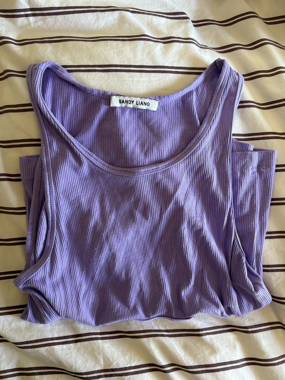 Sandy Liang Riblet Tank in Lilac Size Small